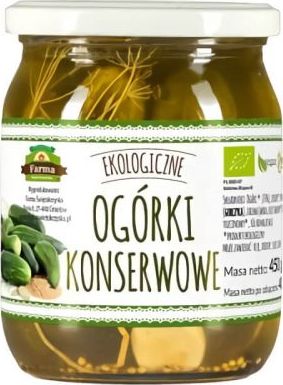FARMA ŚWIĘTOKRZYSKA OGÓRKI KONSERWOWE (NA OCCIE JABŁKOWYM) BEZGLUTENOWE BIO 500 g (275 g) - FARMA ŚWIĘTOKRZYSKA