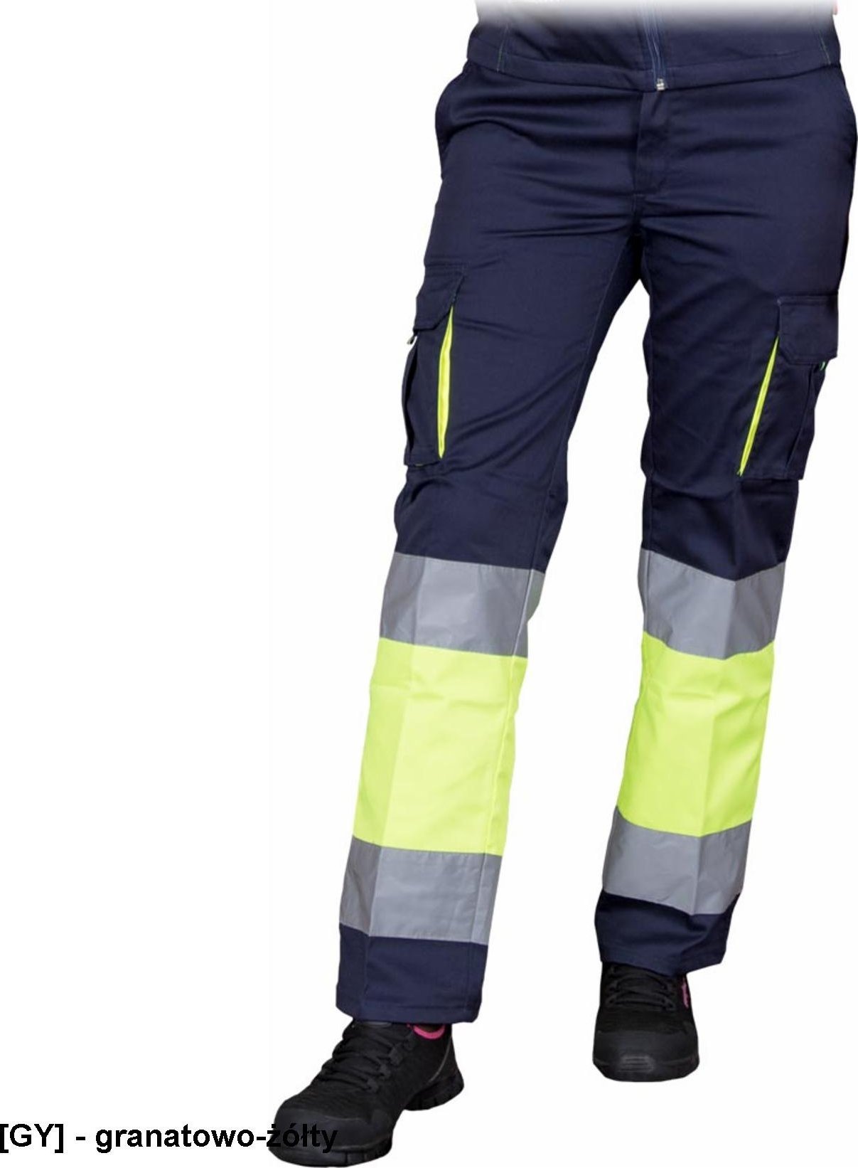 R.E.I.S. FRAUBAX-T - Elastyczne spodnie ochronne do pasa FRAUBAX, damskie - stalowo-żółty 40