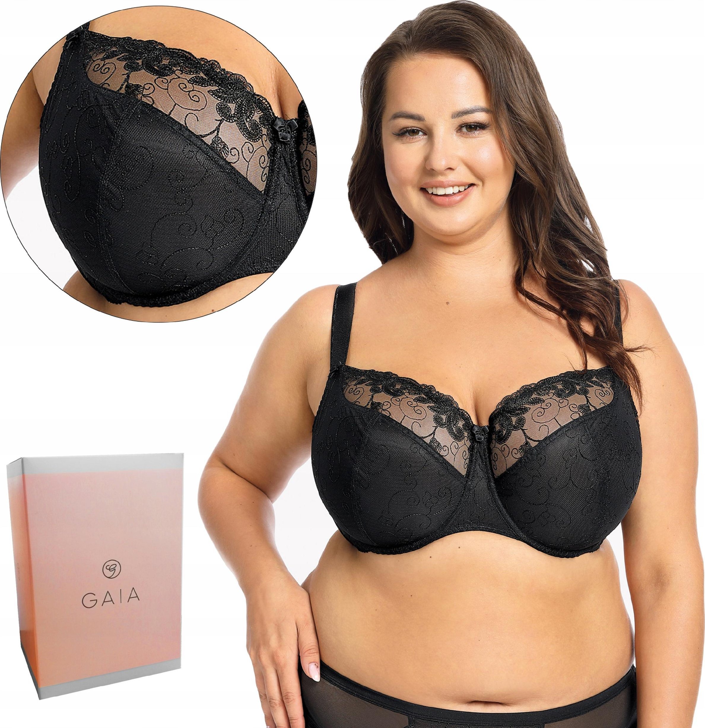 Gaia Miękki biustonosz GAIA 1027 EVE MAXI CZARNY, 90G
