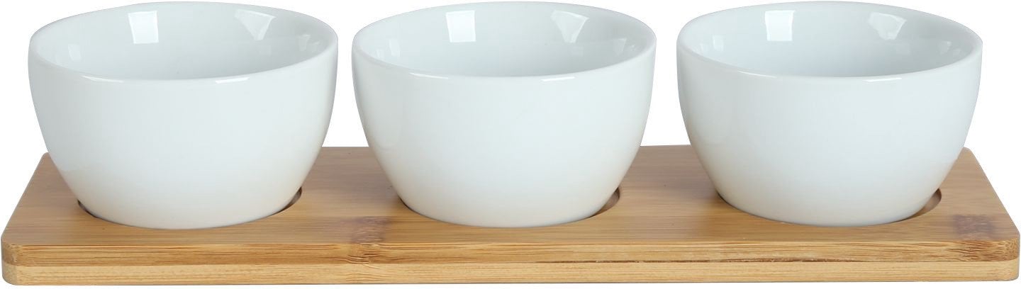 ROUND PORCEL BOWL BAMBOO PLATTER 28X9CM