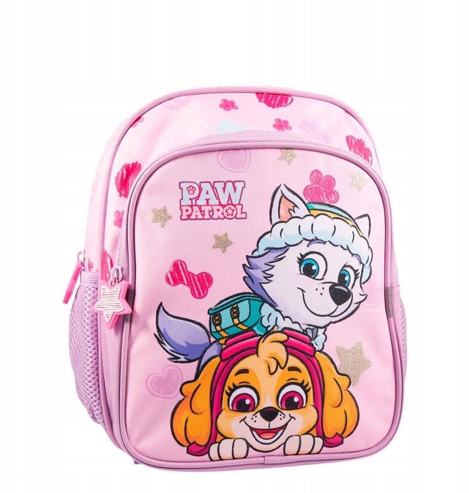Euromic PAW PATROL GIRLS Small backpack w/2 zipped front pockets, 2 mesh side pockets, reflectors on straps, cushioned shoulder straps and chest strap