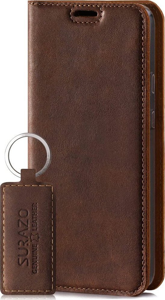 Surazo Etui na telefon skóra naturalna Smart magnet RFID - Orzechowy Xiaomi Redmi Note 9