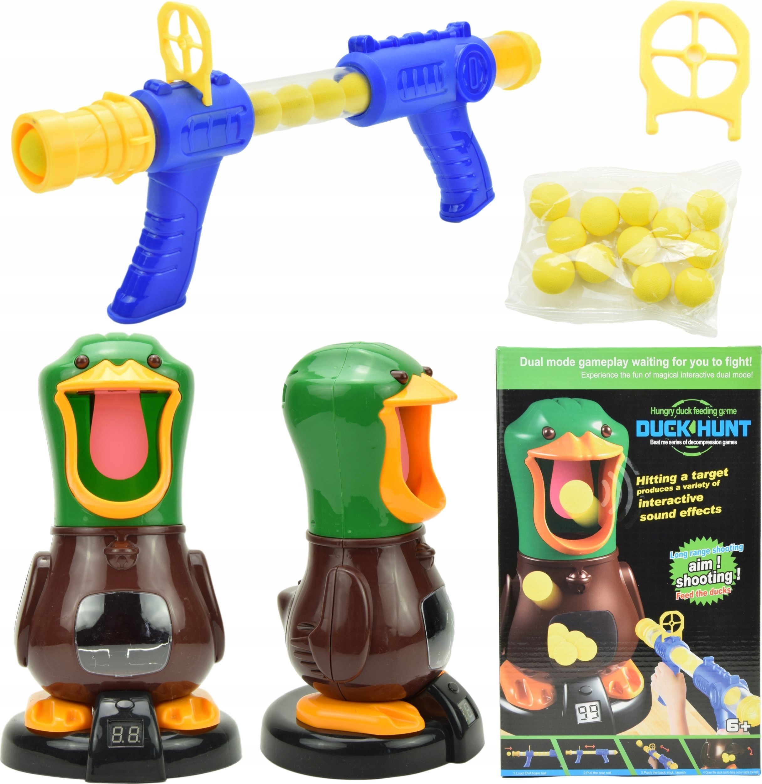 Skleplolki KACZKA GRA DLA DZIECI PISTOLET WYRZUTNIA KULKI CEL