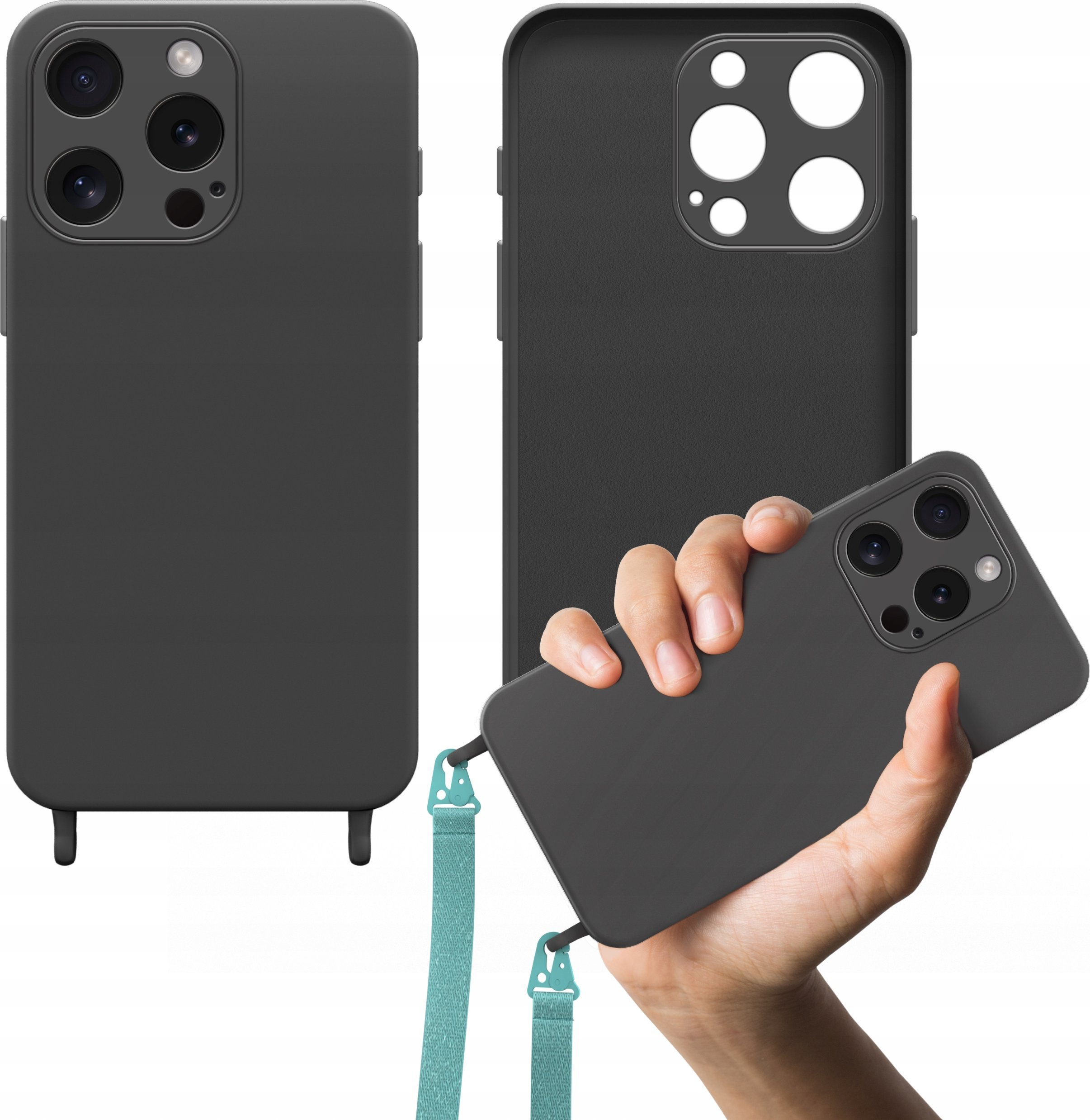 Hello Case Etui Switch Obudowa do Apple iPhone 15 Pro do Smyczki Silikonowe Czarne