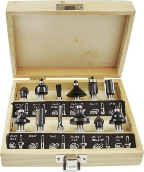 AWTools frezy do drewna, komplet 12 elementów trzpień 8mm (AW40513)