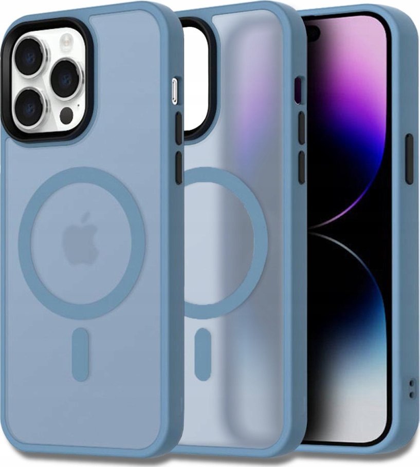 Tech Craft Etui obudowa MagSafe iPhone 15 Pro niebieskie