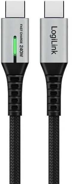 Kabel USB LogiLink USB-C 20 Gb/s, 240W 1.5m w oplocie czarny