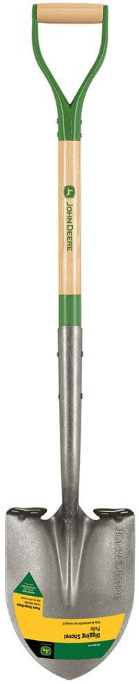 Apvalus kastuvas su mediniu kotu 113 cm ir plienine D formos rankena John Deere®