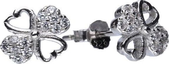 Lovrin Srebrne kolczyki 925 koniczyna z cyrkoniami 1,24g