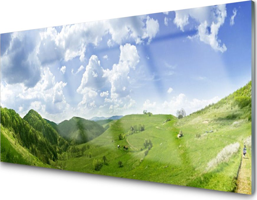 Tulup Obraz na Szkle Góra Łąka Przyroda Pole 120x60 cm - 53591080