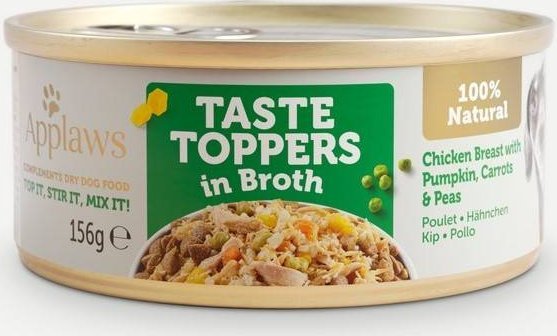 Applaws Applaws Taste Toppers Naturalna Mokra Karma dla Psów Kurczak Z Dynią Marchewką I Groszkiem W Bulionie 156g Puszka