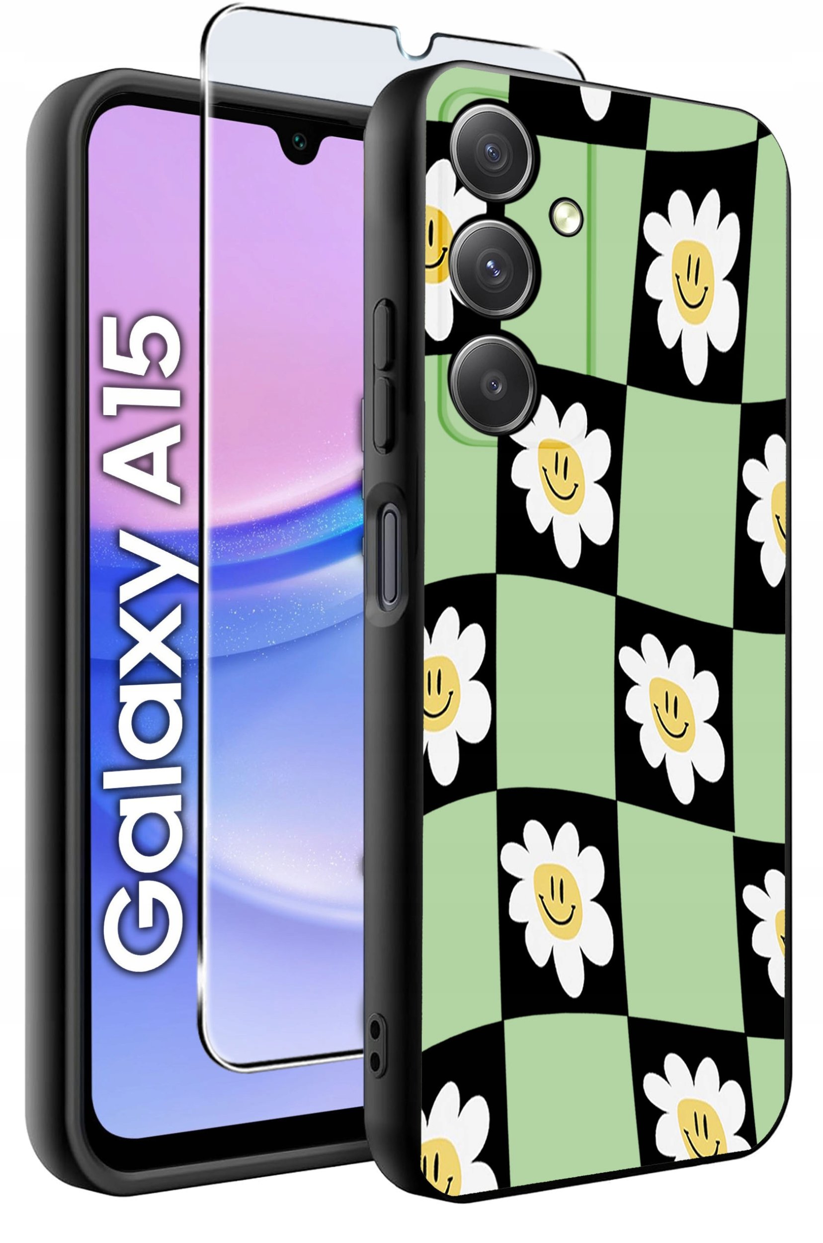 ETUI do Samsung A15 4G | 15 5G WZORY | SILIKONOWE MATT CASE + SZKŁO 9H