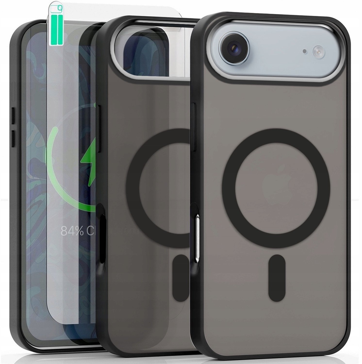 Etui Do Apple iPhone 17 Air (Do Magsafe, Czarne Matowe, Plecki) Szkło 9H