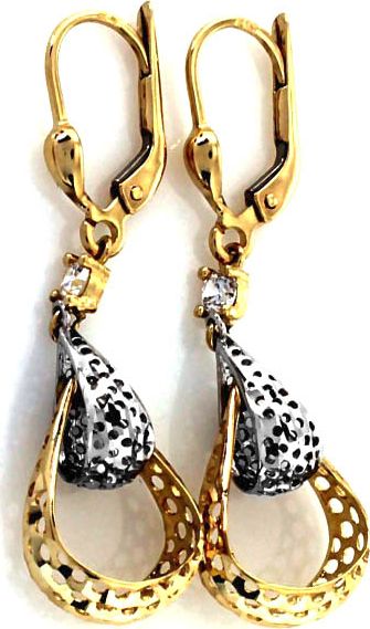 Lovrin ZŁOTE KOLCZYKI 333 DWUKOLOROWE WISZĄCE AŻUROWE 8KT PREZENT