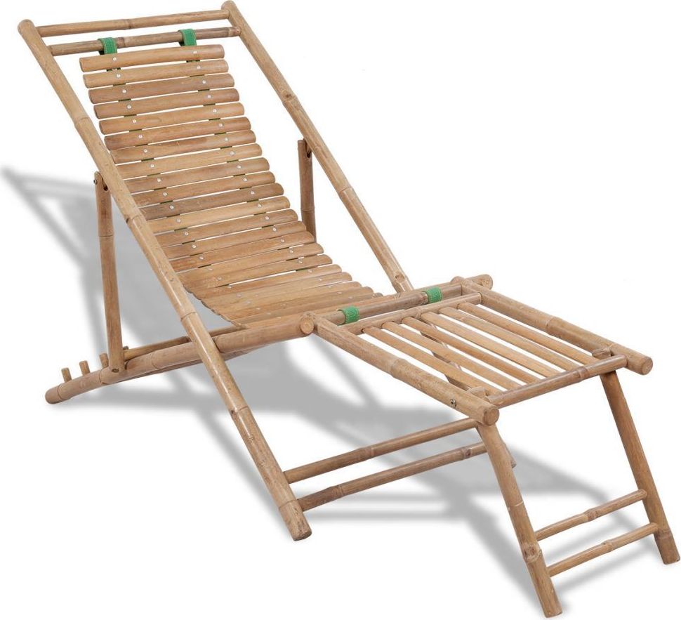 vidaXL tarasowy leżak z podnóżkiem, bambusowy (41492)