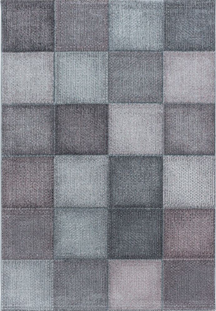Ayyildiz Hali Dywan do salonu nowoczesny Kwadraty Różowe TORONTO Prostokąt 80x150 cm