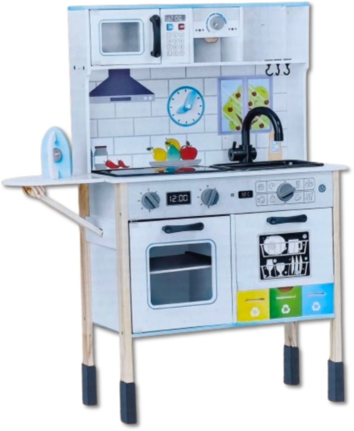 Drewniana kuchnia 28x81x97cm z tablicą kredową