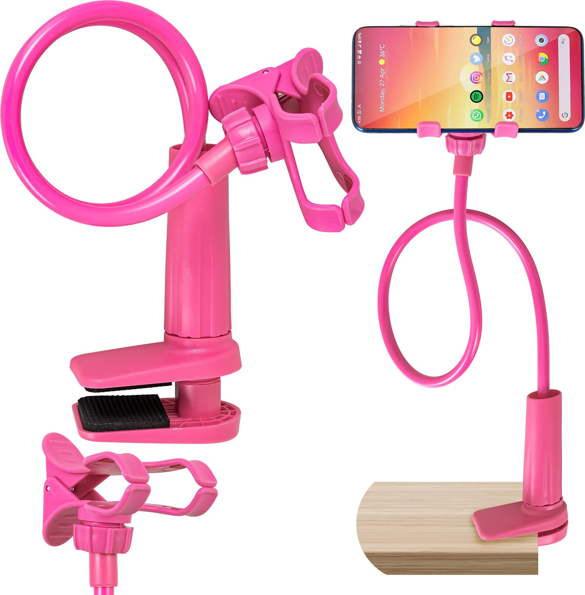 Heckermann Uchwyt Regulowany Do Telefonu Różowy New