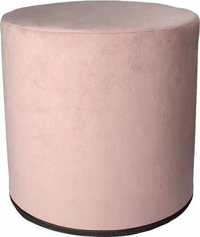 Elior Jasnoróżowa okrągła tapicerowana welurem pufa - Santia