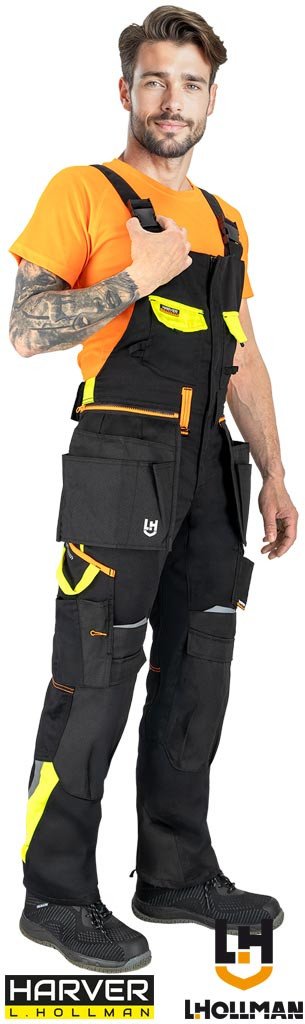 HARVERCOOL-B - Spodnie ochronne ogrodniczki męskie wiele kieszeni kieszenie na nakolanniku wzmocnienia Oxford 100% poliester odporne na przetarcia odb