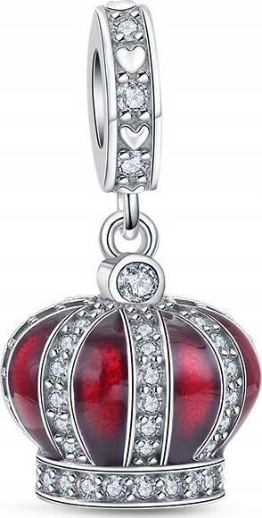 Sfera Damska Zawieszka Srebro 925 Charms Czerwona Korona