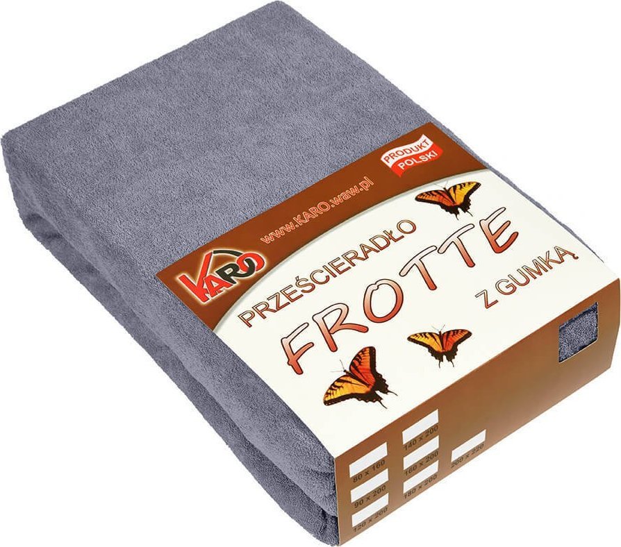 KARO Grube prześcieradło frotte z gumką 200x220 Karo (Grafitowe) uniwersalny