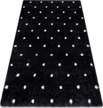 Dywany Łuszczów Dywan FLUFFY 2370 shaggy kropki - antracyt / biały, 160x220 cm