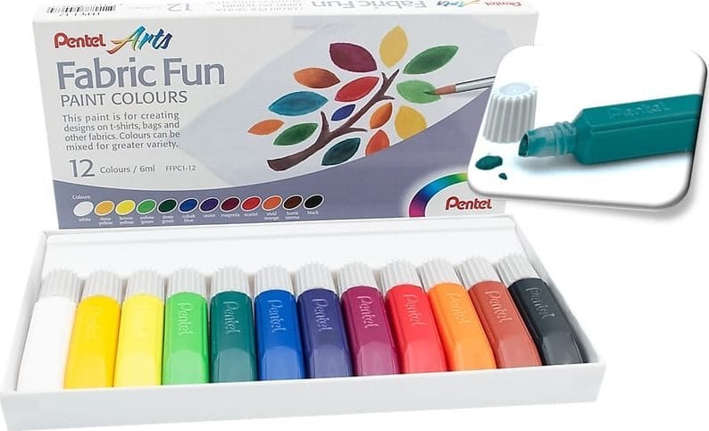 Pentel Farby do tkanin Pentel Fabric Fan 12 kolorów