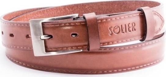 Solier Elegancki skórzany pasek męski SOLIER SB09 Jasny Brąz