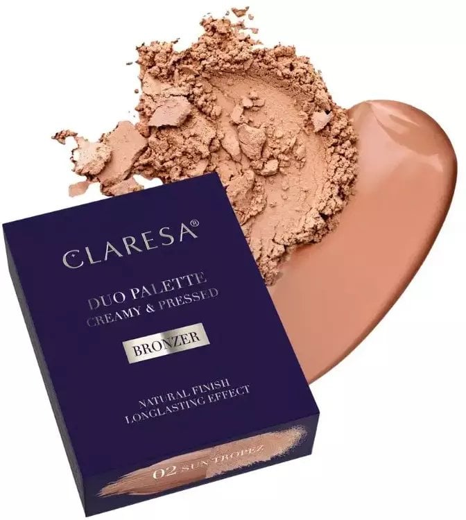 Makeup Revolution CLARESA_Duo Palette Creamy & Pressed bronzer paleta do konturowania kremowo-pudrowa 02 Sun Tropez 8,5g