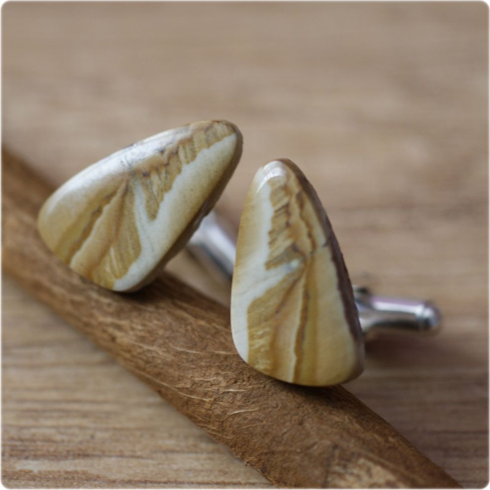 Manufakturaspinek Srebrne spinki do mankietów Agat Botswana (S125)