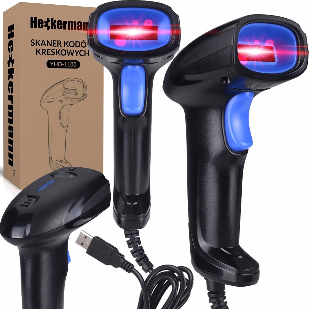 Czytnik kodów kreskowych Heckermann Przewodowy czytnik skaner kodów kreskowych 1D Heckermann YHD-1100