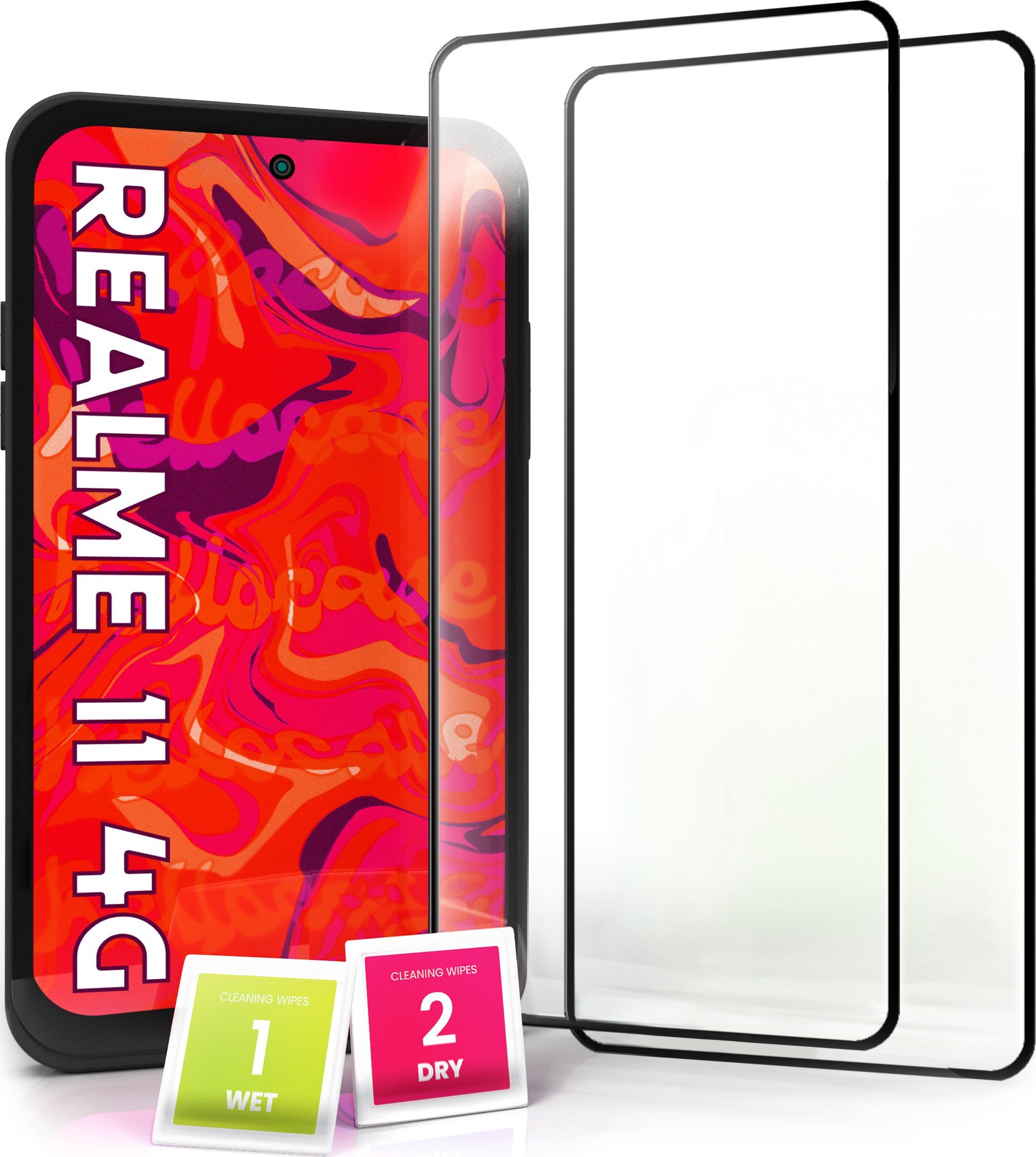 Hello Case 2-pak Szkło Hartowane do Realme 11 4G Ochronne Pełne Na cały ekran 5D 9H