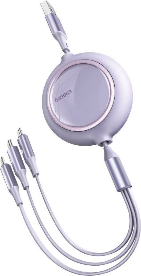 Kabel USB Baseus USB-A - USB-C + microUSB + Lightning 1.2 m Fioletowy (baseus_20210331113322)