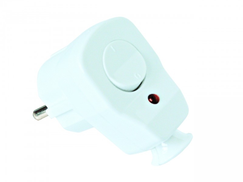 PCE Wtyczka kątowa 16A IP20 2P+Z z wyłącznikiem 0-1 i diodą biała (9002216)