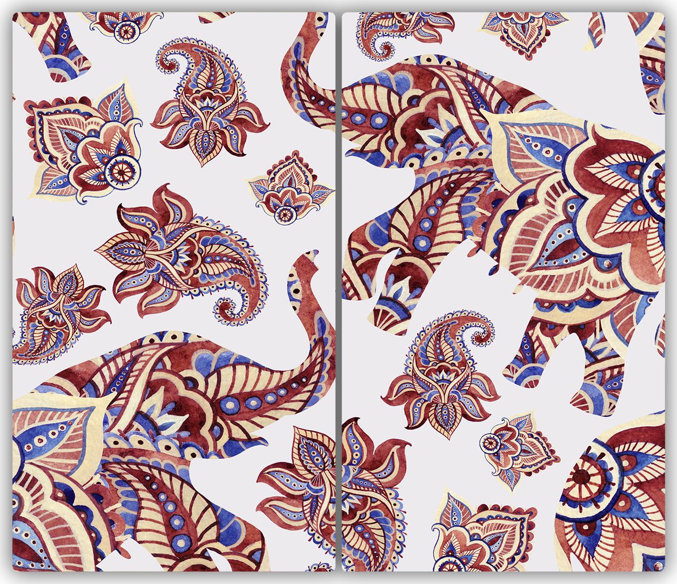 Deska do krojenia Tulup szklana Słonie ornamenty 1 52x30cm 2szt.