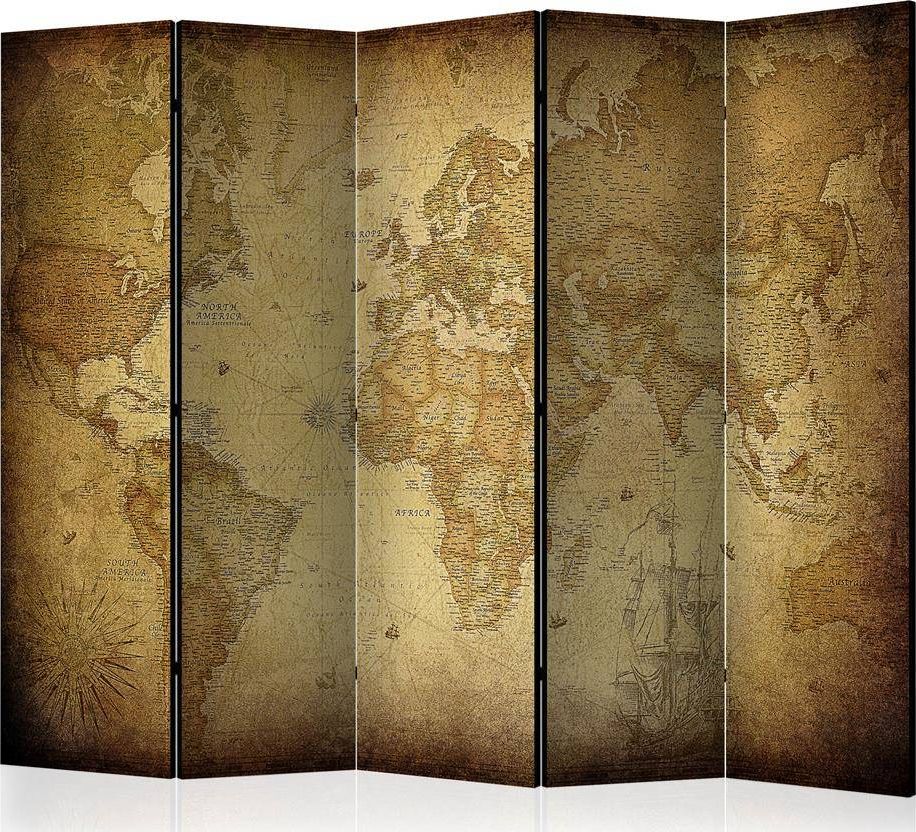 Artgeist Parawan 5-częściowy - Stara mapa II [Room Dividers] uniwersalny