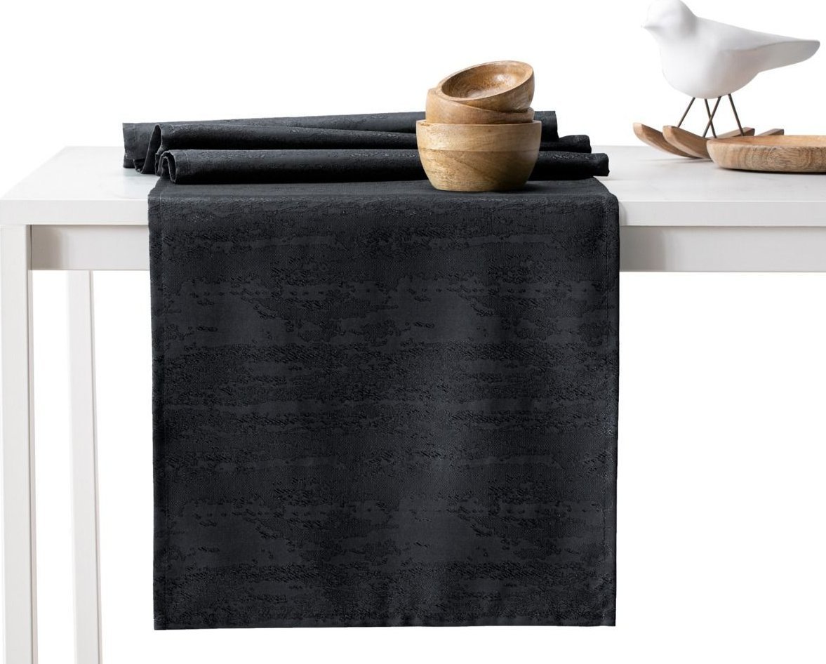 AmeliaHome AmeliaHome Zestaw obrus + bieżnik plamoodporny VESTA 115x250+35x250 czarny