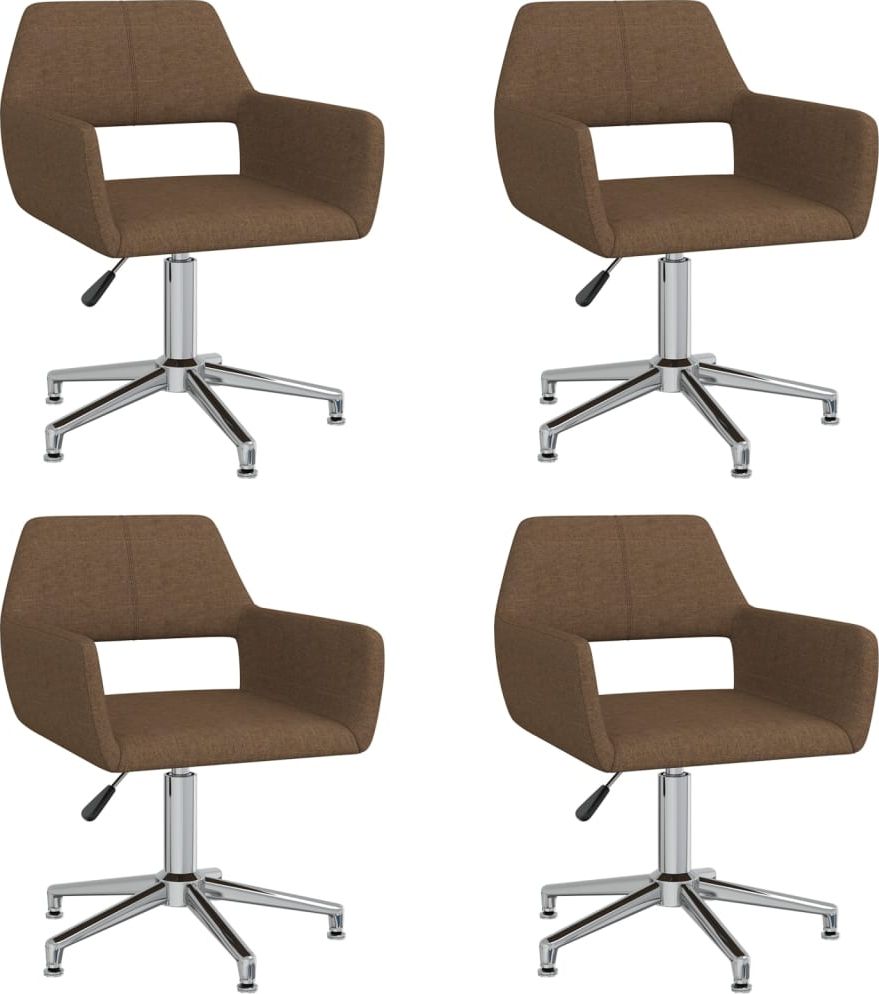 vidaXL Obrotowe krzesła stołowe, 4 szt., brązowe, obite tkaniną