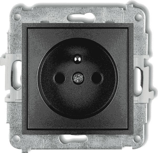 Karlik MINI Gniazdo pojedyncze z/u z przesłonami grafitowe 11MGP-1zp