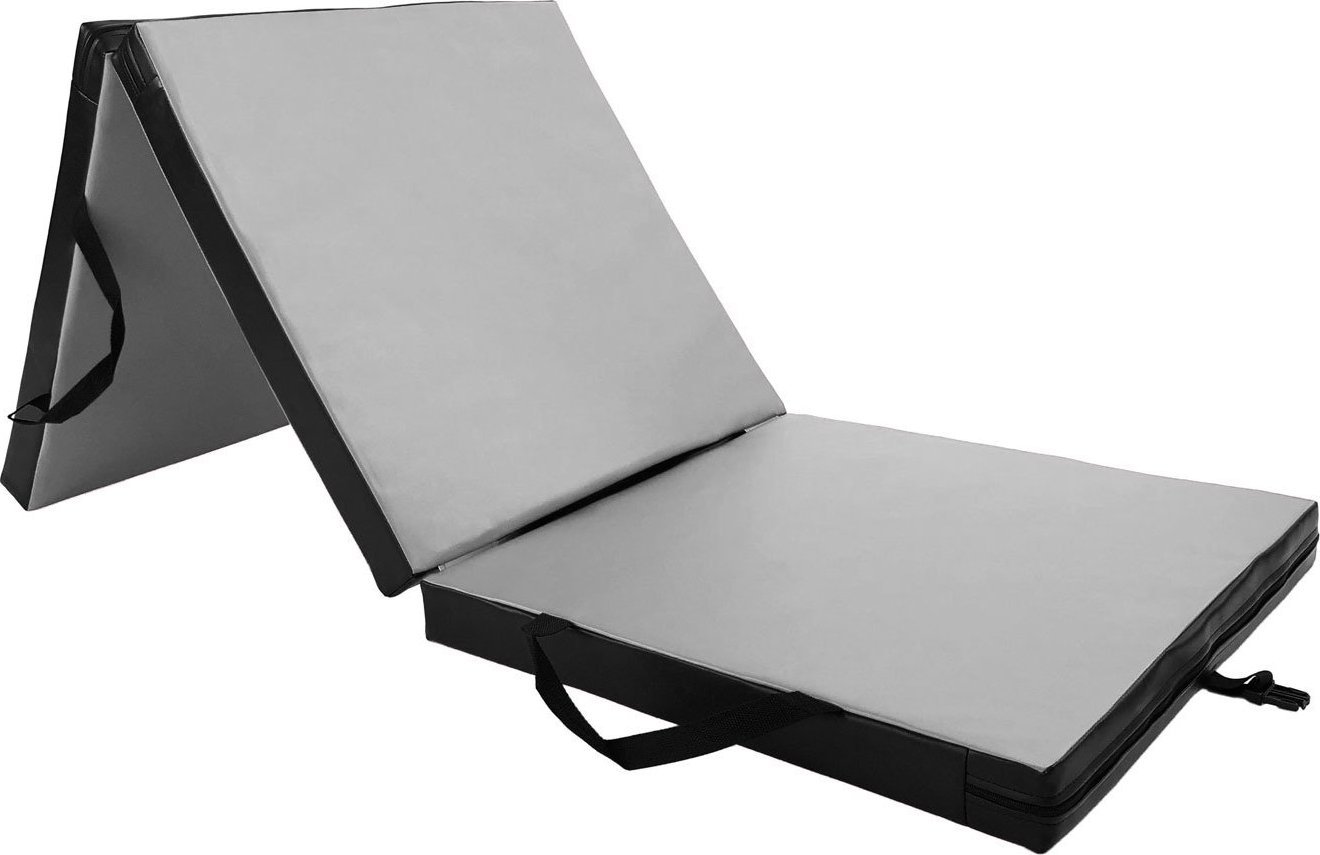 UnderFit Materac gimnastyczny 3-częściowy UF9569 180 cm x 60 cm x 6 cm szary miękki