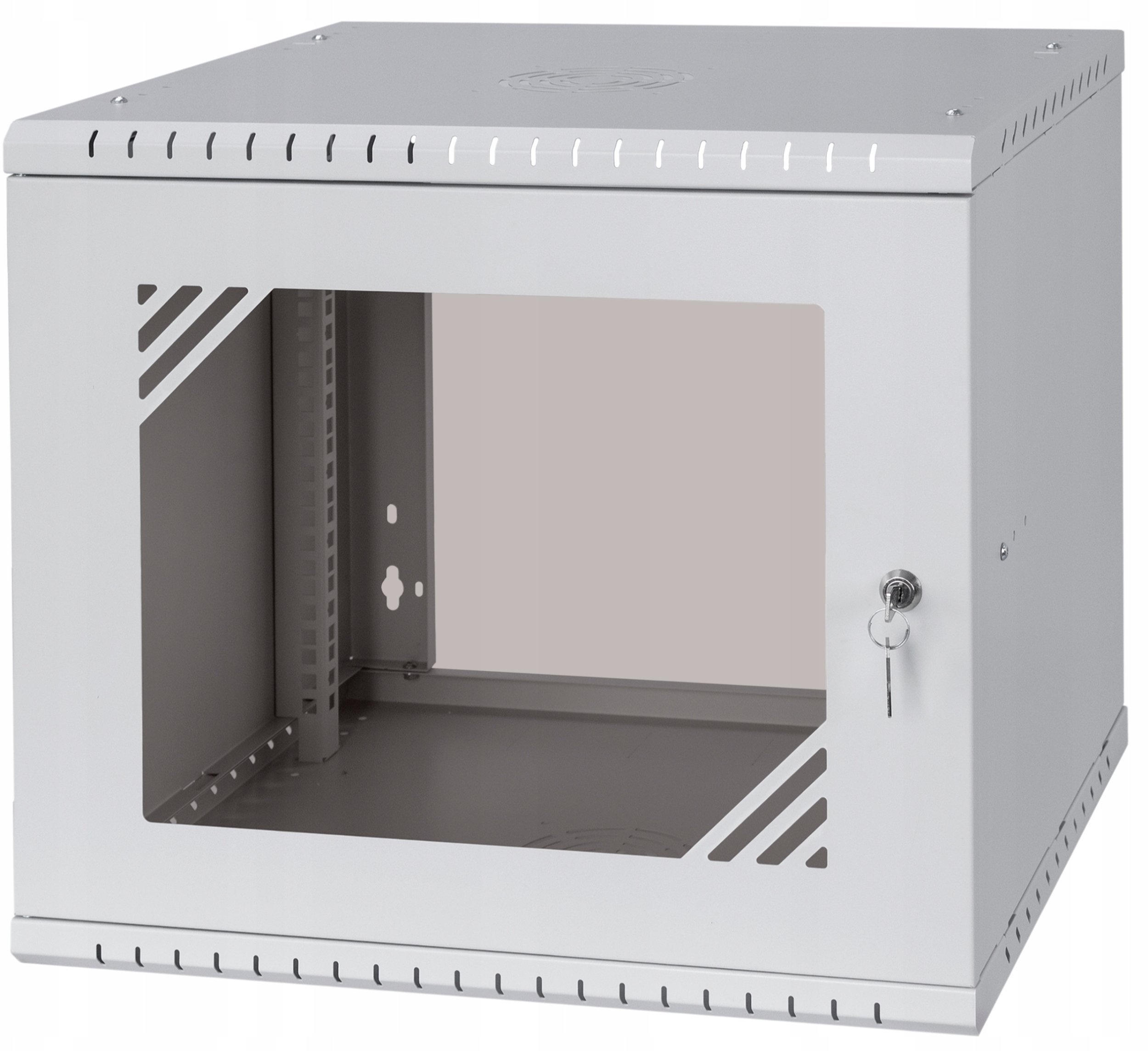 Szafa Lexi-NET LEXI-Net 19" szafka ścienna Basic 9U 525x450 szklane drzwi bez tyłu rozłożony szary