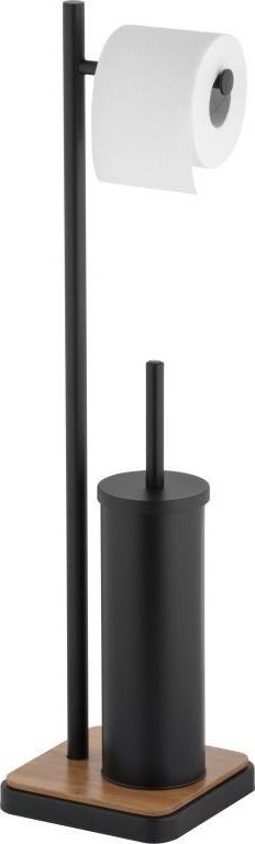 YokaHome STOJAK NA SZCZOTKĘ I PAPIER TOALETOWY, CZARNY / BAMBUS