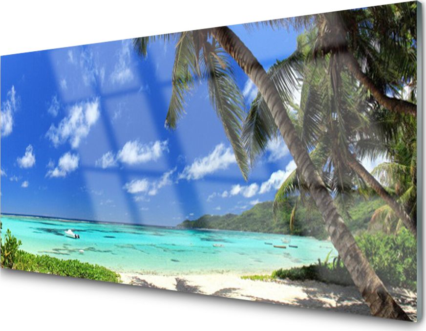 Tulup Obraz na Szkle Palma Drzewo Morze Krajobraz 140x70 cm - 130282934