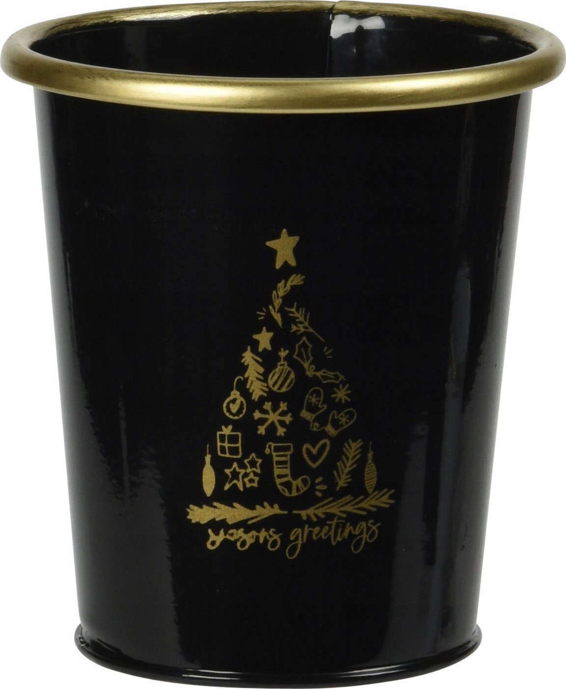 Dekoracja świąteczna Vilde Metalowe wiaderko świąteczne, czarne, 10 x 11 cm
