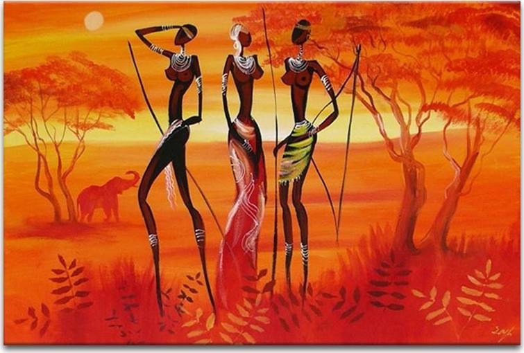 ART-POL Obraz olejny ręcznie malowany 60x90cm Postacie na tle zachodzącego słońca