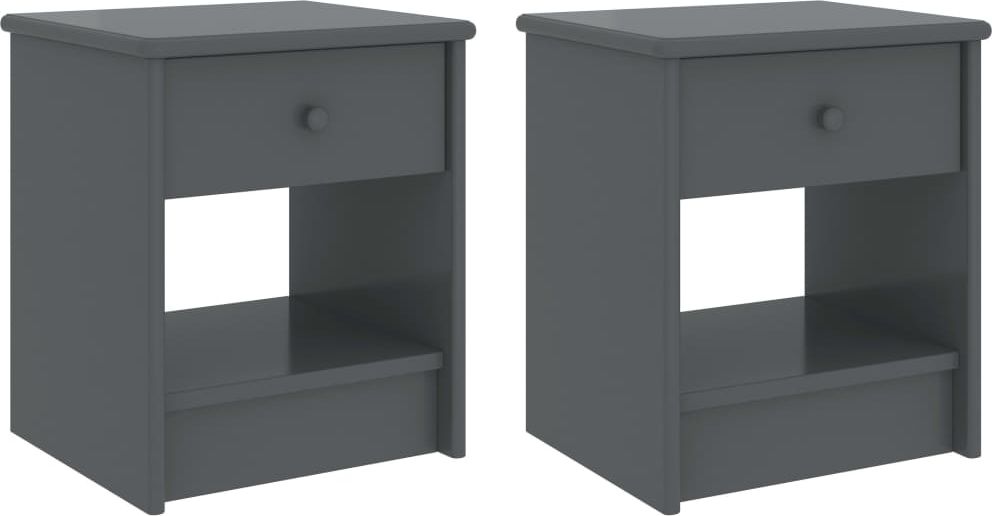 vidaXL VidaXL Szafki nocne, 2 szt., ciemnoszare, 35x30x40 cm, drewno sosnowe