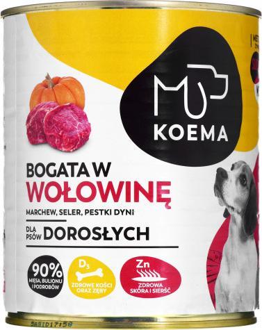 Koema Bogata w wołowinę mokra karma dla psa 800g