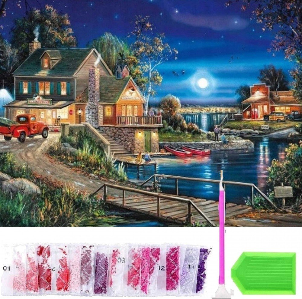 Norimpex Diamentowa mozaika 5D Domek nad potokiem 1006300