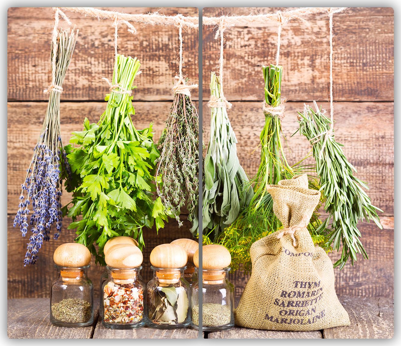 Deska do krojenia Tulup szklana Zioła na sznurku 12 52x30cm 2szt.